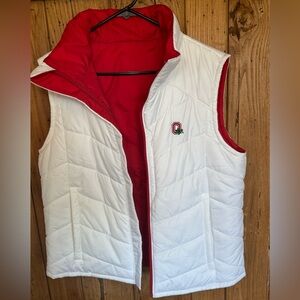 Columbia Quilted Vest in White with Red Interior